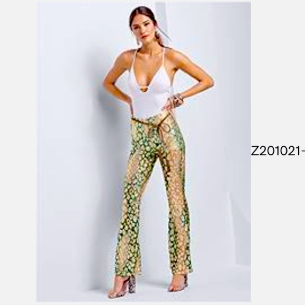 Venus Brand Metallic Lace Leopard Pants